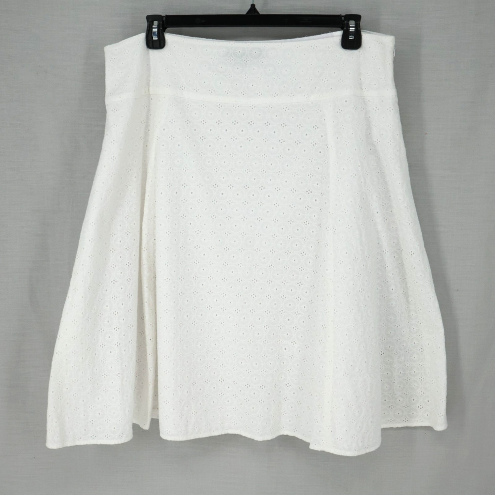 Jones Wear Skirt Womens 18 Plus Size White Cotton Eyelet Side Zip Lined Coastal
